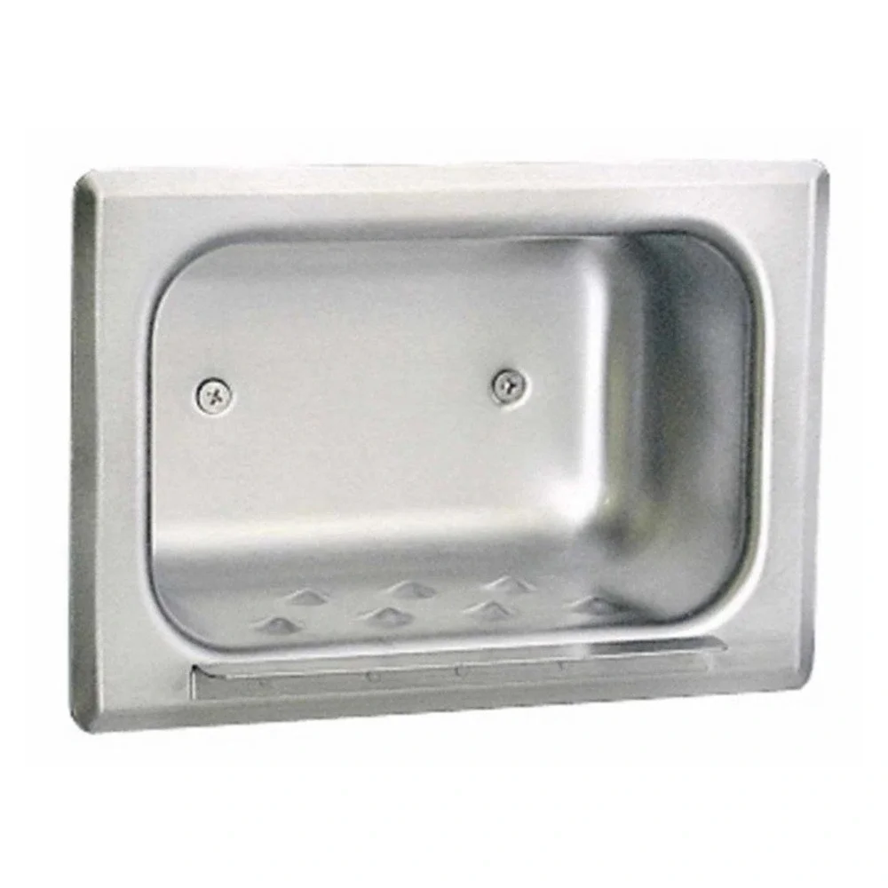 Bobrick B-4380 - Recessed Heavy-Duty Soap Dish w/ Mounting Clamp